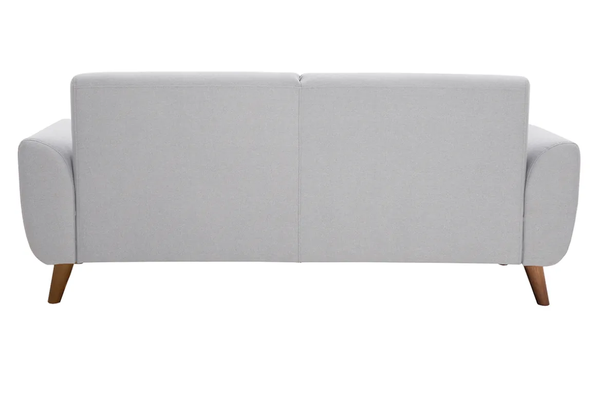 Clearance Miliboo Sofá nórdico 2 plazas de tejido gris claro y madera oscura EKTOR