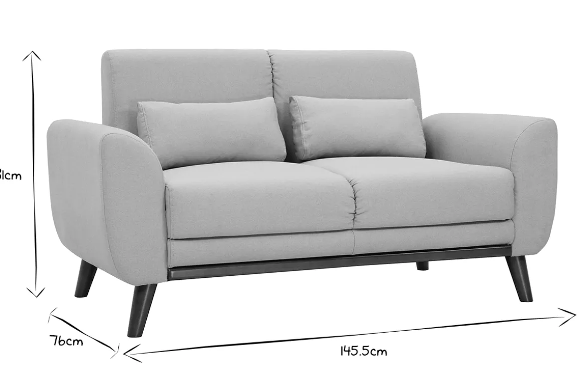 Clearance Miliboo Sofá nórdico 2 plazas de tejido gris claro y madera oscura EKTOR