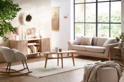 Best Sale Miliboo Sofá nórdico 3 plazas gris claro y fresno ASAKO