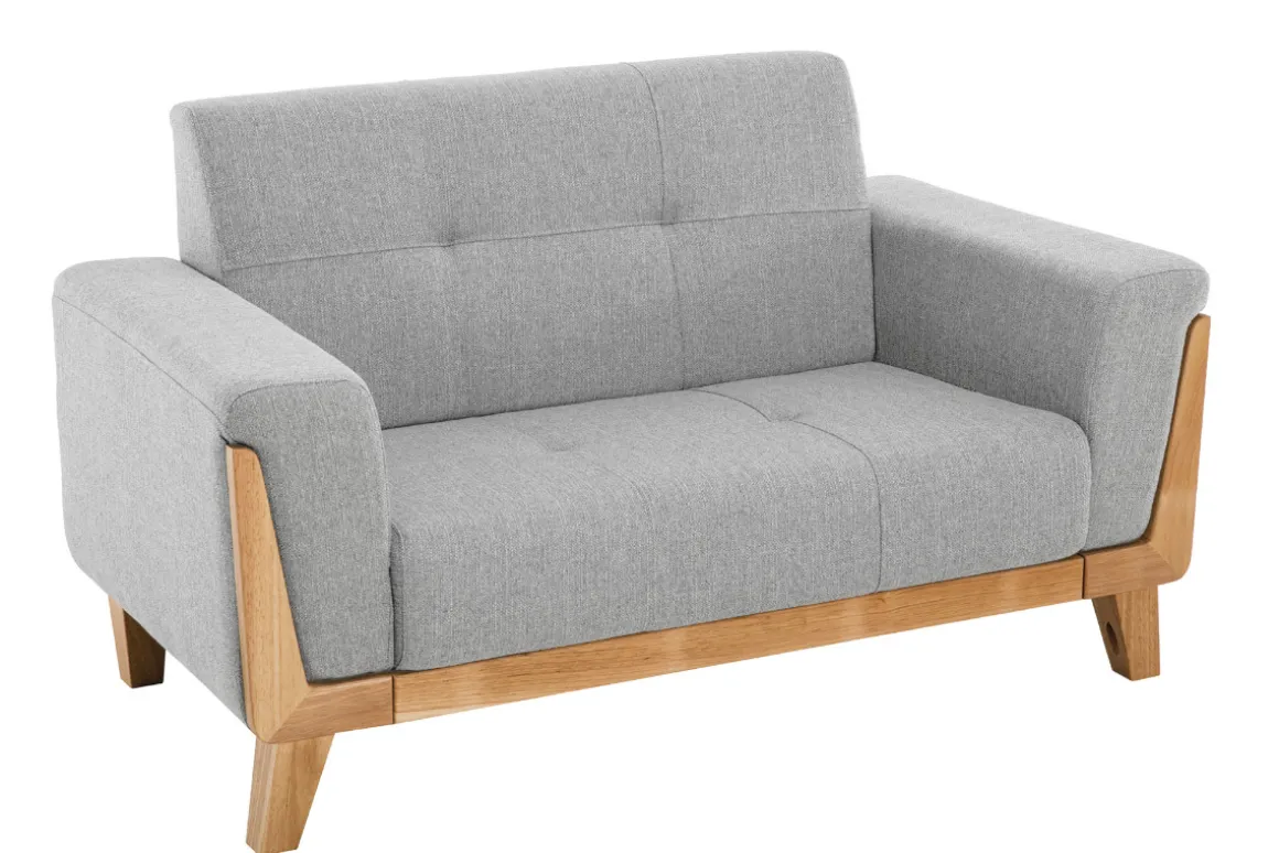 Cheap Miliboo Sofá nórdico 2 plazas gris claro con patas de madera FJORD