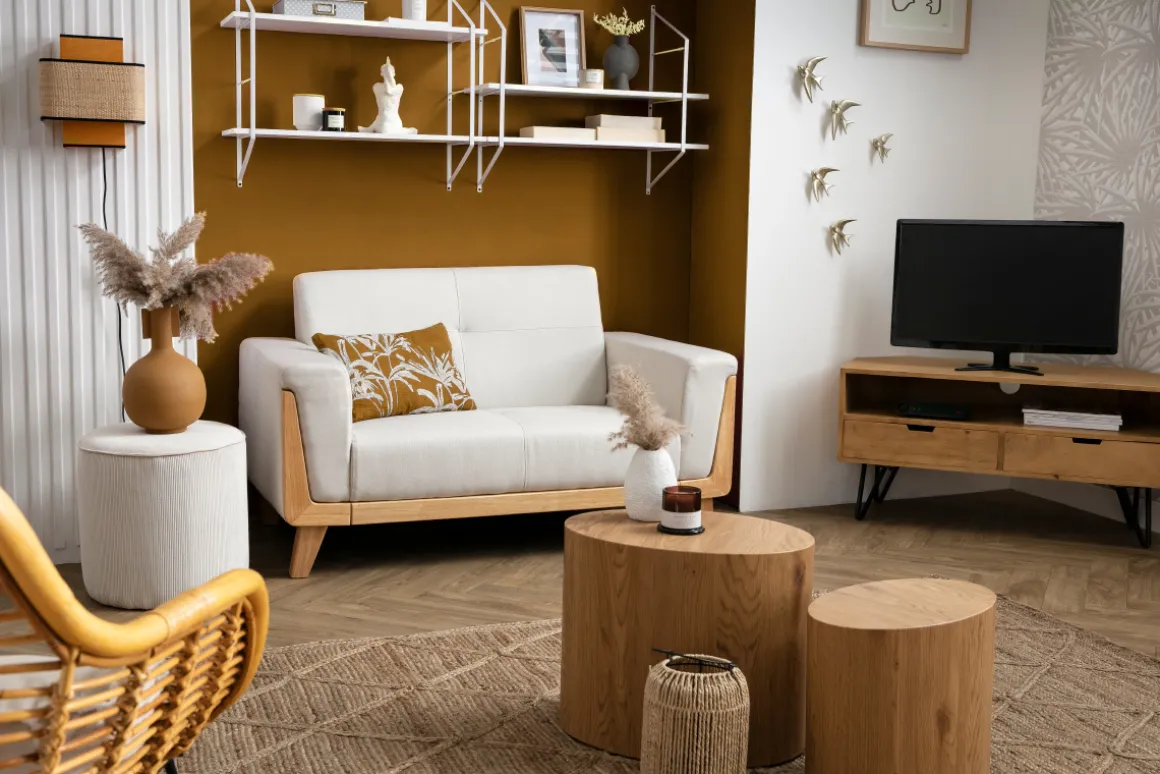 Cheap Miliboo Sofá nórdico 2 plazas gris claro con patas de madera FJORD