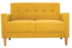Sale Miliboo Sofá 2 plazas de estilo nórdico amarillo mostaza con efecto aterciopelado MOON