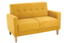 Sale Miliboo Sofá 2 plazas de estilo nórdico amarillo mostaza con efecto aterciopelado MOON