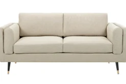 Shop Miliboo Sofá 2 plazas de tela beige capuchino jaspeado STING