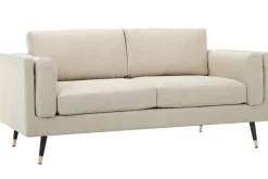 Shop Miliboo Sofá 2 plazas de tela beige capuchino jaspeado STING