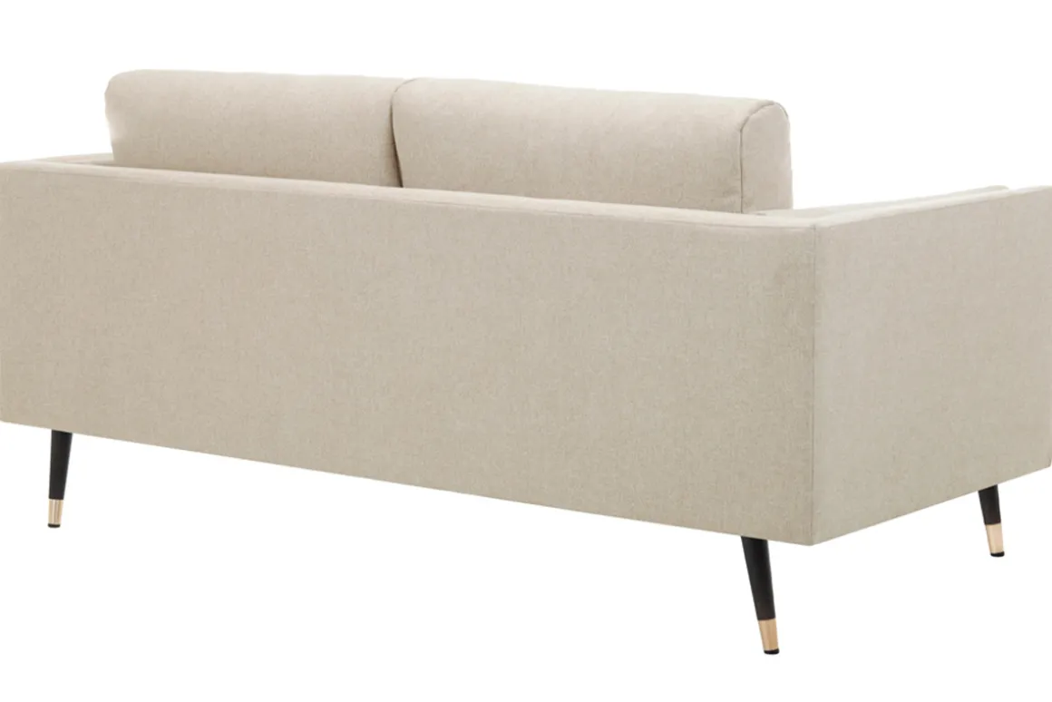 Shop Miliboo Sofá 2 plazas de tela beige capuchino jaspeado STING