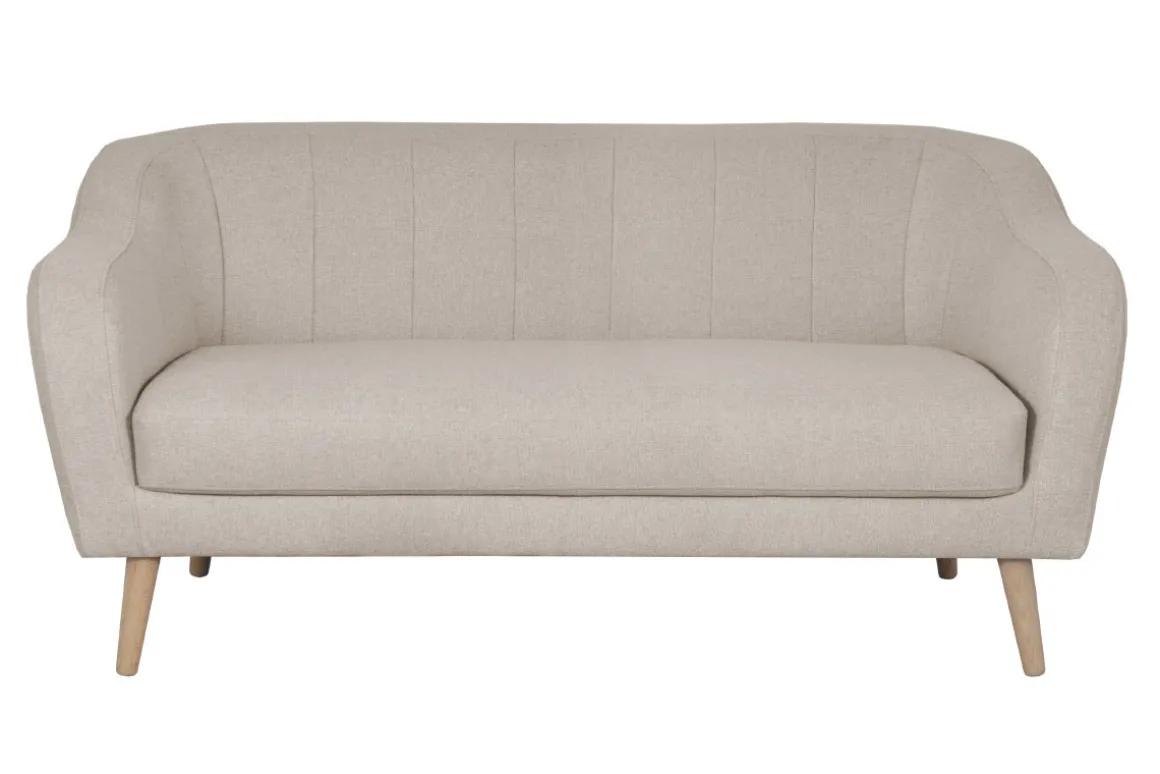 Best Miliboo Sofá 3 plazas estilo nórdico de tela beige natural y madera ISIS
