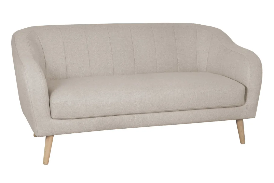 Best Miliboo Sofá 3 plazas estilo nórdico de tela beige natural y madera ISIS