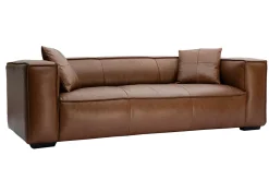 Flash Sale Miliboo Sofá 3 plazas moderno de piel de búfalo COBAIN