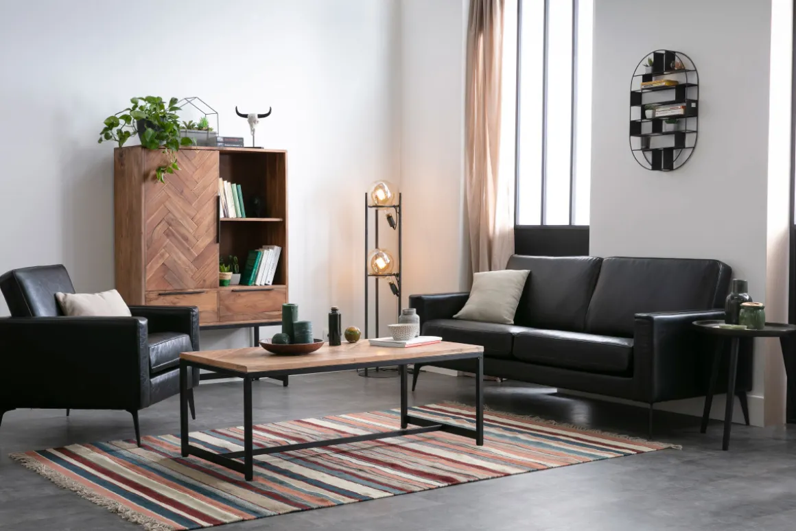 Cheap Miliboo Sofá vintage negro 3 plazas RICCI