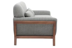Flash Sale Miliboo Sofá vintage 3 plazas gris y nogal YOKO