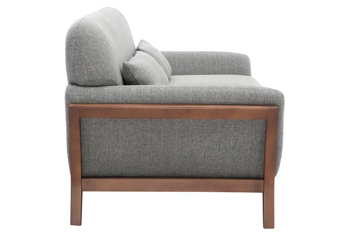 Flash Sale Miliboo Sofá vintage 3 plazas gris y nogal YOKO
