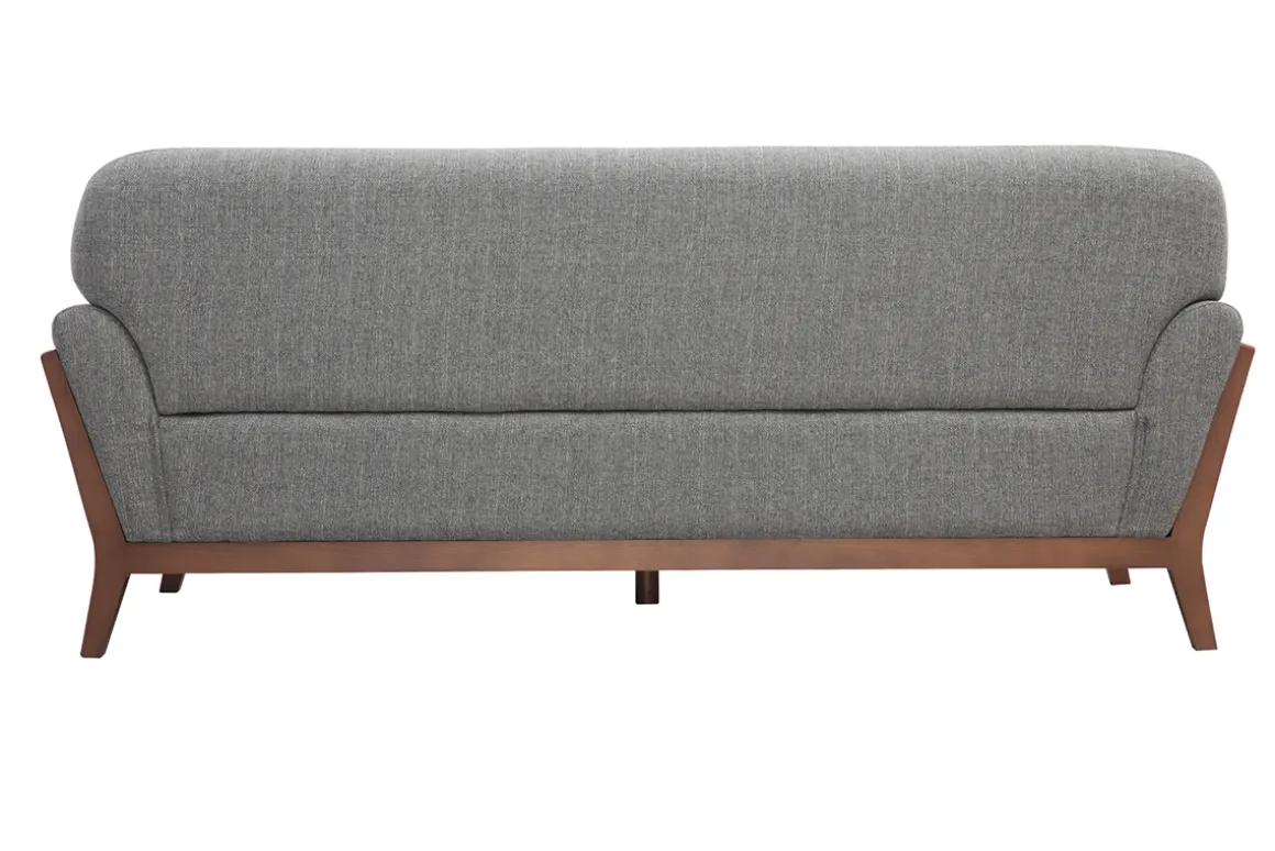 Flash Sale Miliboo Sofá vintage 3 plazas gris y nogal YOKO