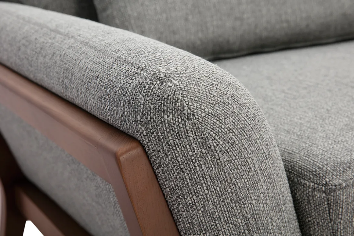Flash Sale Miliboo Sofá vintage 3 plazas gris y nogal YOKO