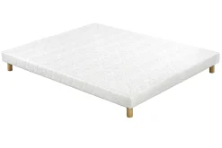 Flash Sale Miliboo Somier tapizado en blanco con patas de madera 140 × 200 cm JAMI