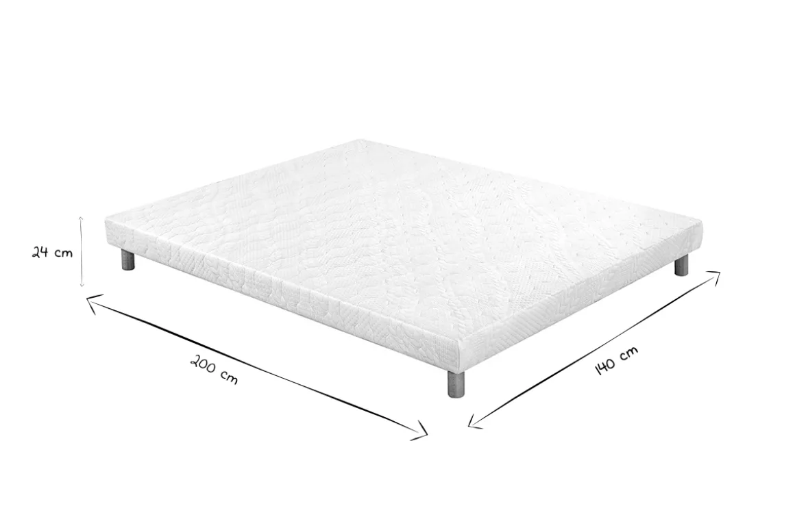 Flash Sale Miliboo Somier tapizado en blanco con patas de madera 140 × 200 cm JAMI