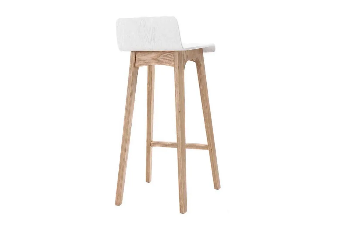 Best Miliboo Taburete / silla de bar diseño madera natural y blanco escandinavo BALTIK