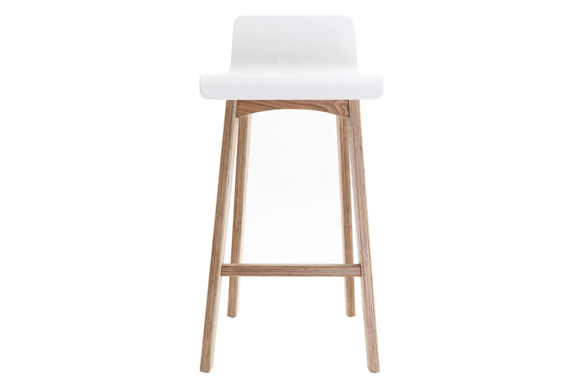 Best Sale Miliboo Taburete / Silla de bar escandinavo 65cm blanco patas madera BALTIK