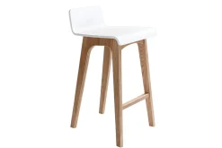 Best Sale Miliboo Taburete / Silla de bar escandinavo 65cm blanco patas madera BALTIK