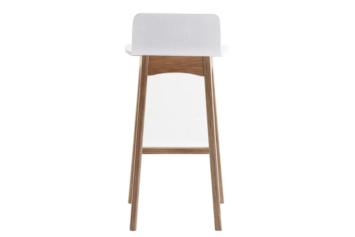 Best Sale Miliboo Taburete / Silla de bar escandinavo 65cm blanco patas madera BALTIK