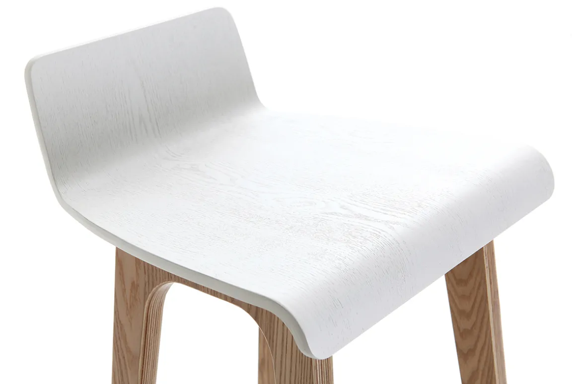 Best Sale Miliboo Taburete / Silla de bar escandinavo 65cm blanco patas madera BALTIK
