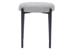 Outlet Miliboo Taburete bajo apilable de tejido efecto aterciopelado texturizado gris claro y metal negro 41 cm KIKO
