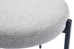 Outlet Miliboo Taburete bajo apilable de tejido efecto aterciopelado texturizado gris claro y metal negro 41 cm KIKO