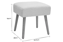 Best Sale Miliboo Taburete bajo de borreguillo blanco y madera clara maciza 46 cm GUESTA