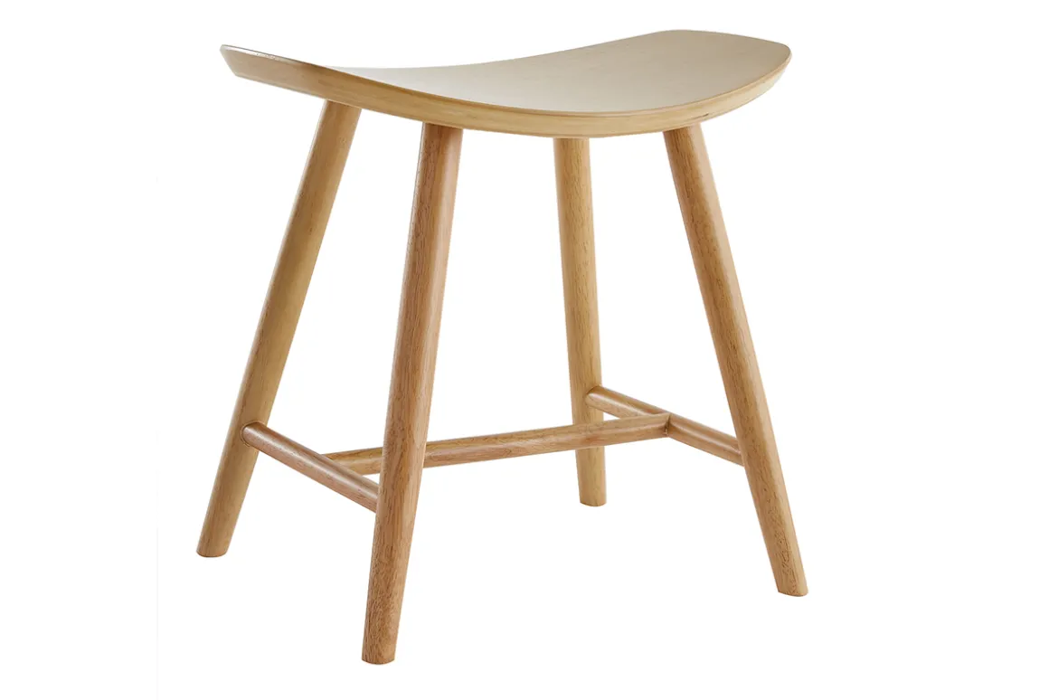 Discount Miliboo Taburete bajo de madera clara 46,5 cm DEMORY