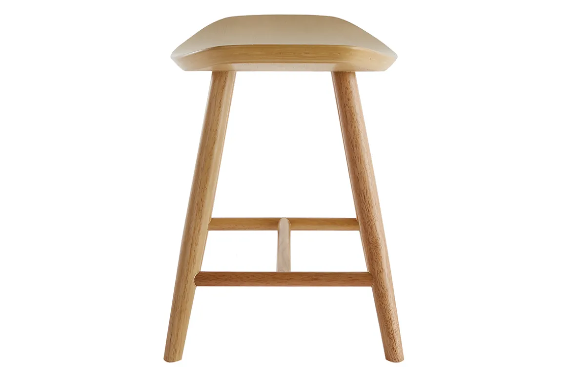Discount Miliboo Taburete bajo de madera clara 46,5 cm DEMORY