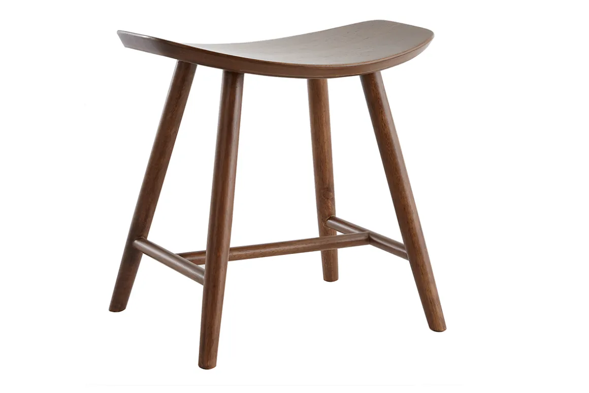 Fashion Miliboo Taburete bajo de nogal 46,5 cm DEMORY