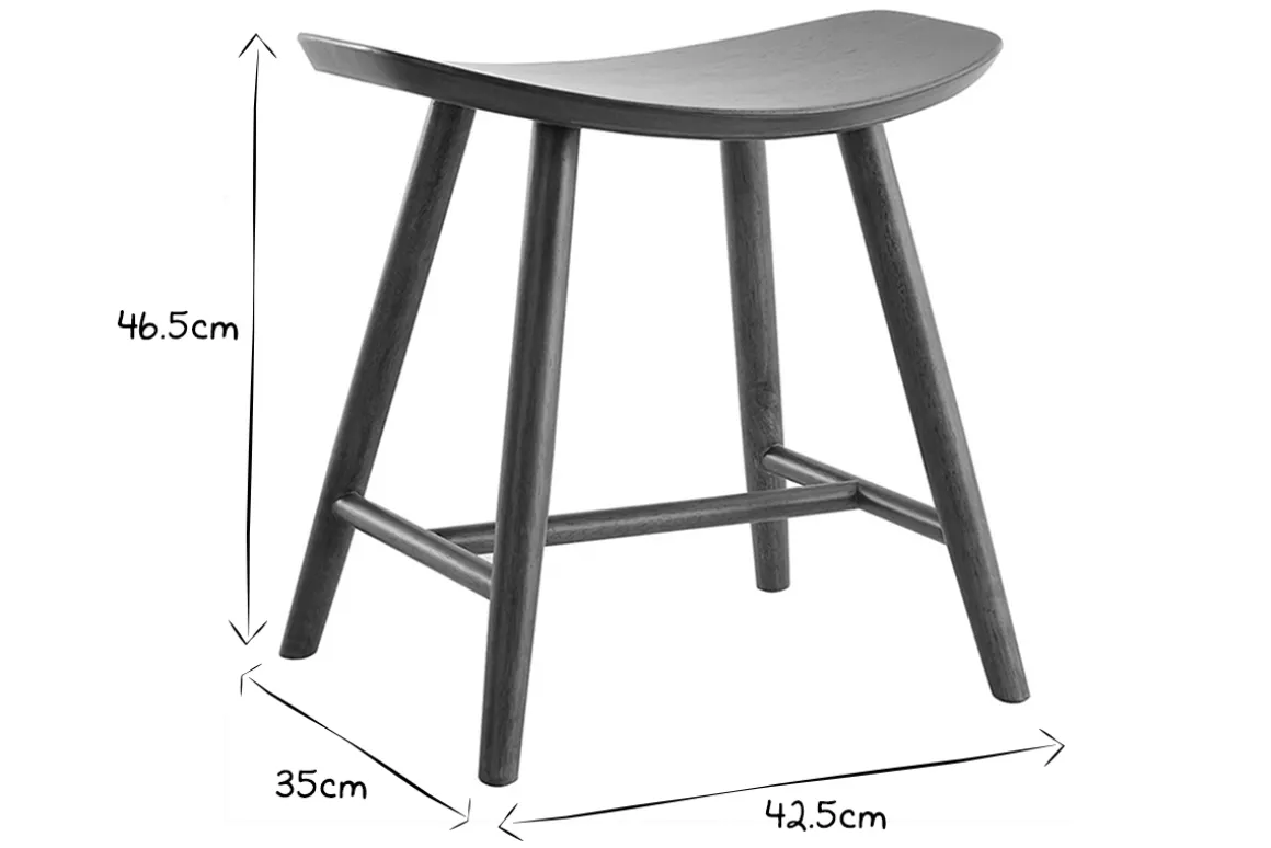 Fashion Miliboo Taburete bajo de nogal 46,5 cm DEMORY