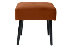 Outlet Miliboo Taburete bajo de tejido efecto aterciopelado texturizado terracota y metal negro 46 cm GUESTA