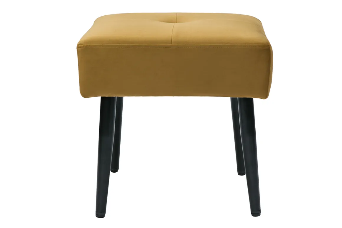 Sale Miliboo Taburete bajo de tejido efecto aterciopelado texturizado bronce y metal negro 46 cm GUESTA