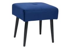 Shop Miliboo Taburete bajo de tejido efecto aterciopelado texturizado azul noche y metal negro 46 cm GUESTA