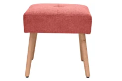 Hot Miliboo Taburete bajo de tela efecto aterciopelado texturizado terracota y madera clara maciza 46 cm GUESTA