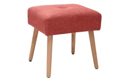 Hot Miliboo Taburete bajo de tela efecto aterciopelado texturizado terracota y madera clara maciza 46 cm GUESTA