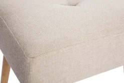 Store Miliboo Taburete bajo de tela efecto aterciopelado texturizado beige y madera clara maciza 46 cm GUESTA