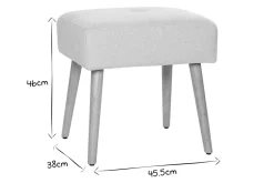 Store Miliboo Taburete bajo de tela efecto aterciopelado texturizado beige y madera clara maciza 46 cm GUESTA