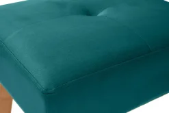 Outlet Miliboo Taburete bajo de terciopelo azul petróleo y madera clara maciza 46 cm GUESTA