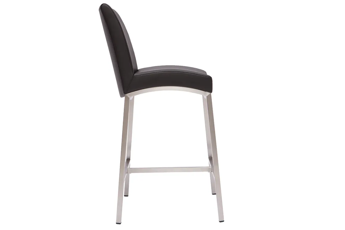 Outlet Miliboo Taburete de bar aluminio cepillado PU negro 70cm lote de dos OLLY