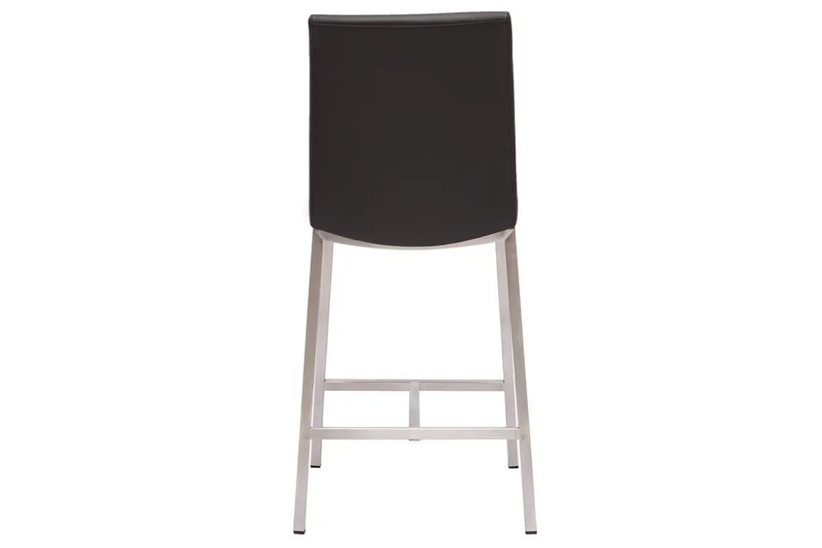 Outlet Miliboo Taburete de bar aluminio cepillado PU negro 70cm lote de dos OLLY