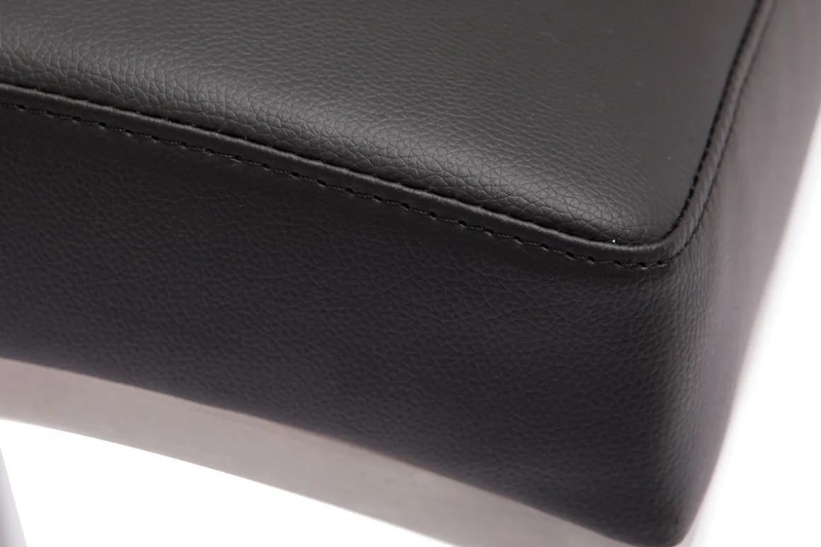 Outlet Miliboo Taburete de bar aluminio cepillado PU negro 70cm lote de dos OLLY