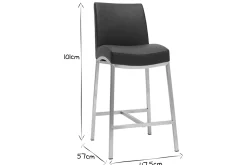 Outlet Miliboo Taburete de bar aluminio cepillado PU negro 70cm lote de dos OLLY