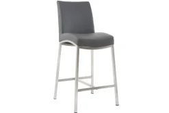 Cheap Miliboo Taburete de bar aluminio cepillado PU gris oscuro 66cm lote de dos OLLY
