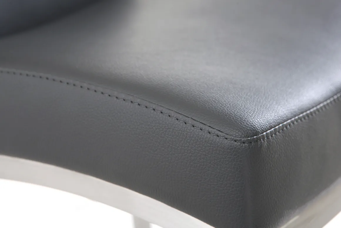 Cheap Miliboo Taburete de bar aluminio cepillado PU gris oscuro 66cm lote de dos OLLY