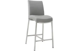 Clearance Miliboo Taburete de bar aluminio cepillado PU gris claro 66cm lote de dos OLLY