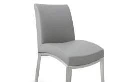 Clearance Miliboo Taburete de bar aluminio cepillado PU gris claro 66cm lote de dos OLLY