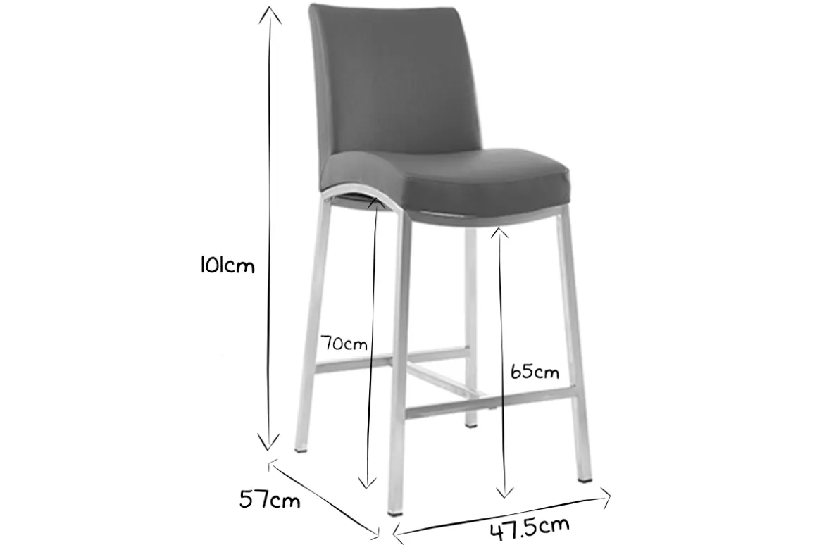 Clearance Miliboo Taburete de bar aluminio cepillado PU gris claro 66cm lote de dos OLLY