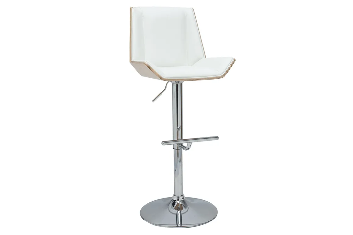 Best Miliboo Taburete de bar blanco y madera clara MELKIOR